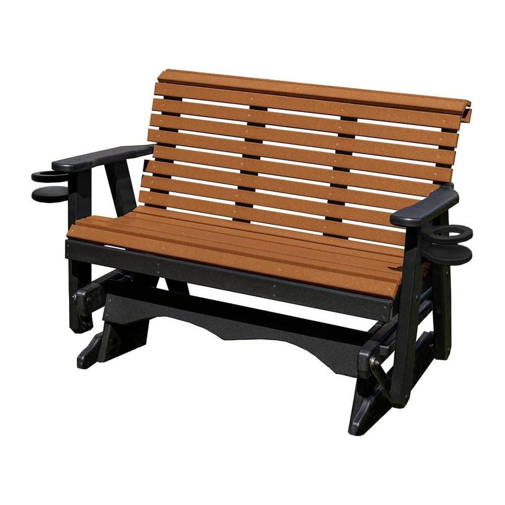 5 FT Cedar Amish-Made Porch Glider – 1000 lb Heavy-Duty Poly Lumber wood Roll...