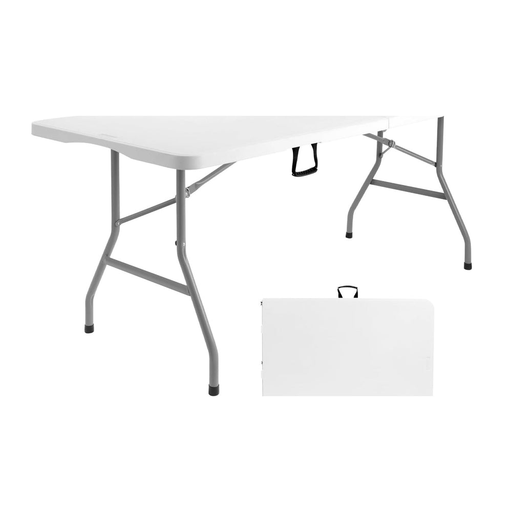 6ft Folding Table, Portable Heavy Duty Plastic Table for Party, White | Fold-...