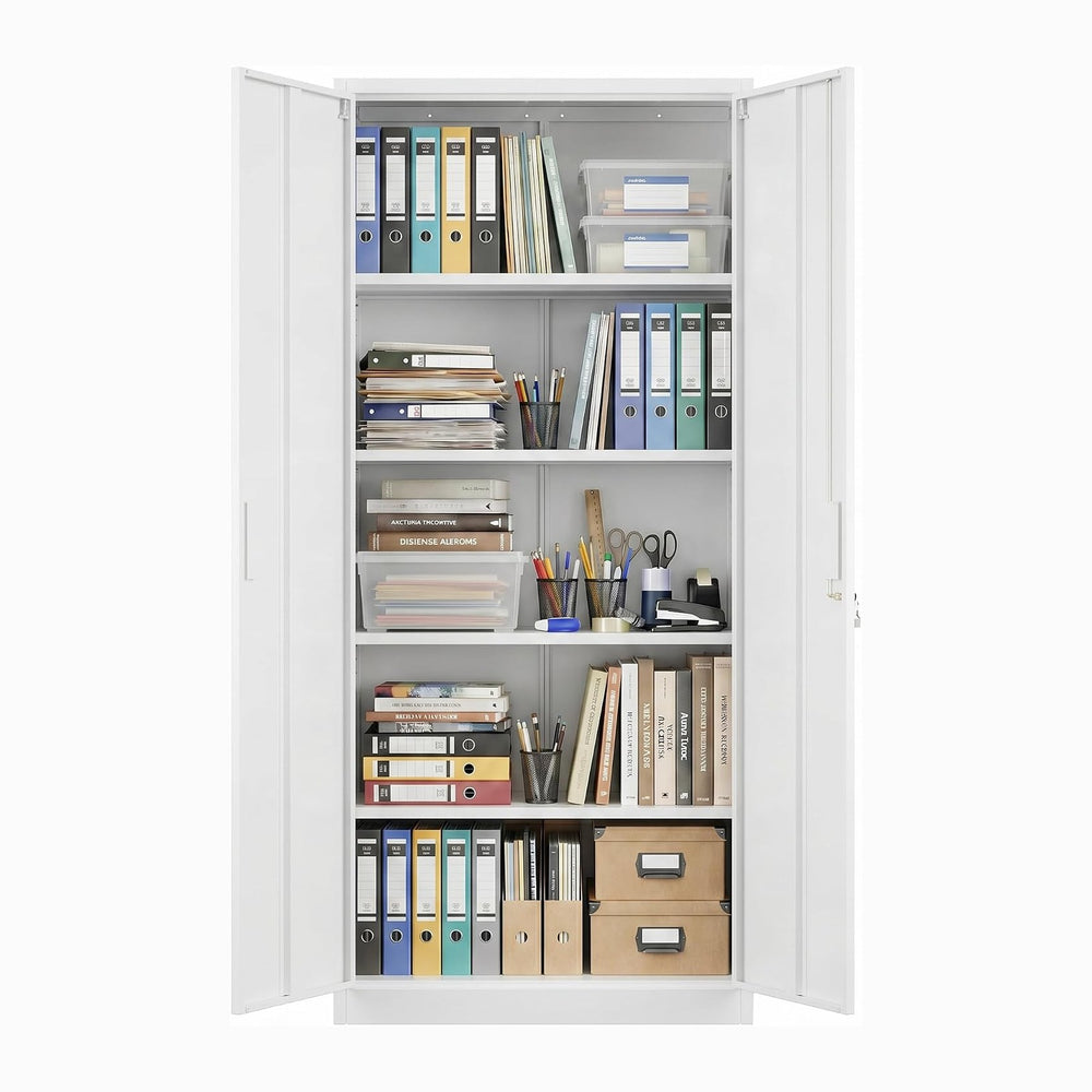 71-Inch Lockable Metal Storage Cabinet, White | 15.75"D x 31.50"W x...