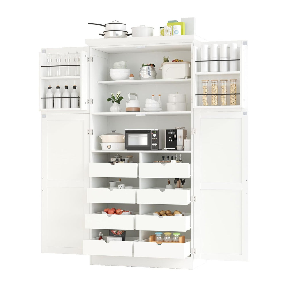 71" Kitchen Pantry Storage Cabinet, Freestanding Farmhouse Pantry Cabine...