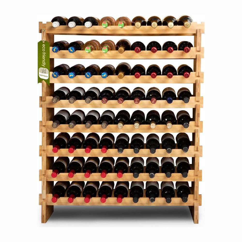 72 Bottle Wine Rack – Modular Freestanding Bamboo Wine Storage Shelf for Home...