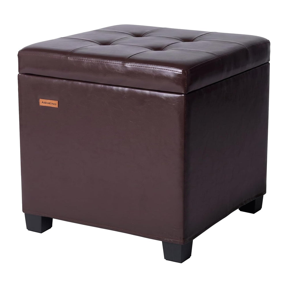 ABHENG Steel Frame Square Ottoman with Storage Antique Brown UASND63R | 17.7&...