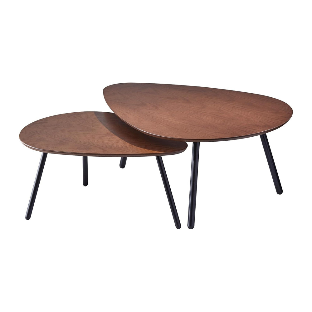 Adesso Set of 2 Nesting Coffee Tables, Walnut Oak & Matte Black | Hendrix...