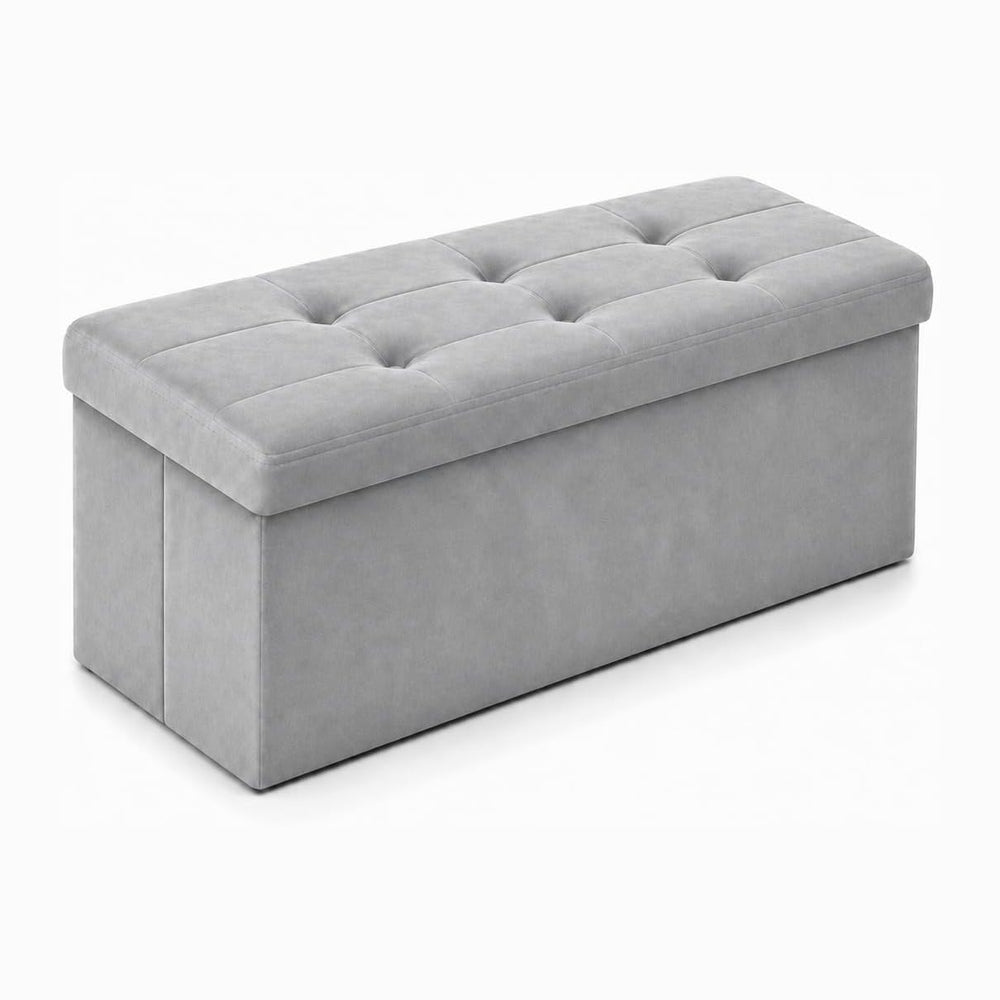 ALASDO 30 Inch Folding Storage Ottoman Bench with Hidden Storage, Velvet Stor...