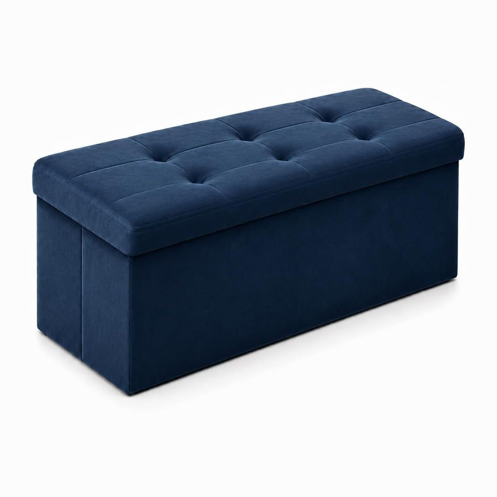ALASDO 30 Inch Folding Storage Ottoman Bench with Hidden Storage, Velvet Stor...