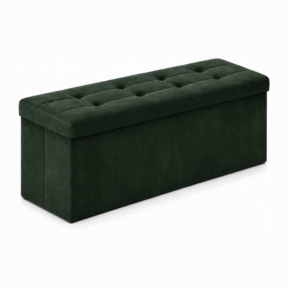 ALASDO 43 Inch Folding Storage Ottoman Bench with Hidden Storage, Velvet Stor...