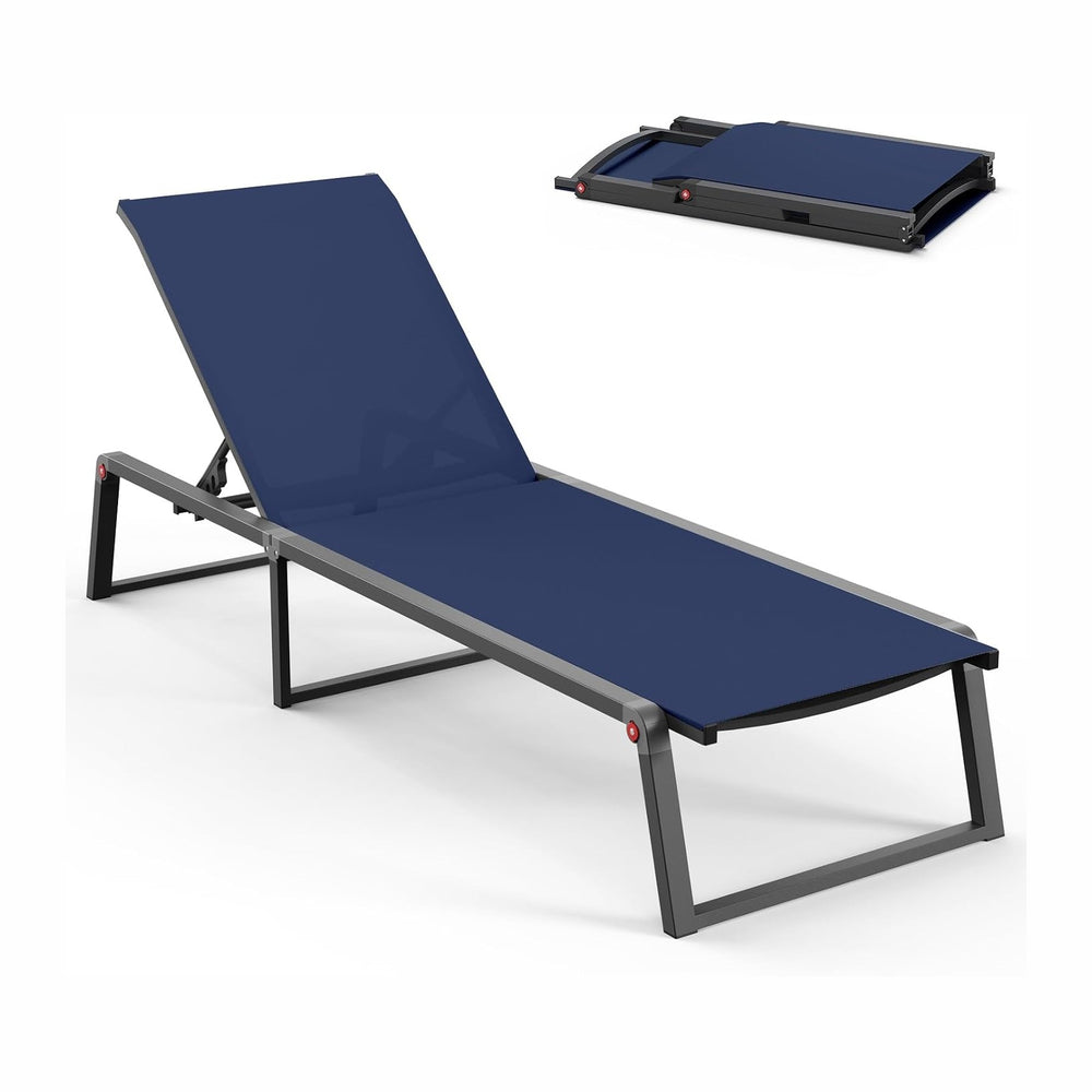 Aluminum Chaise Lounge Chair Outdoor, Foldable & Assembly Free Patio Pool...