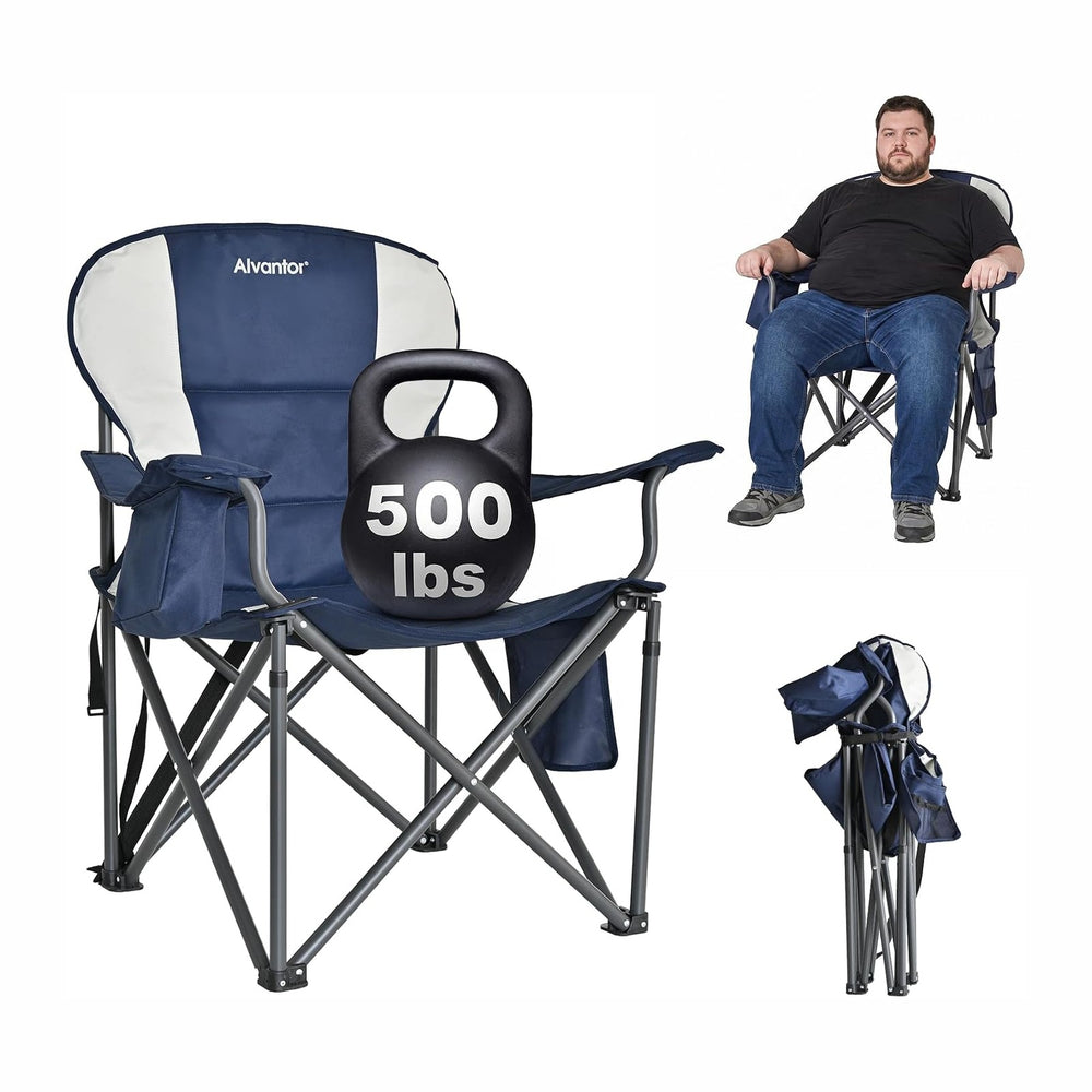 Alvantor Heavy Duty Folding Camping Chair, 500 LBS Oversized Outdoor Chair wi...