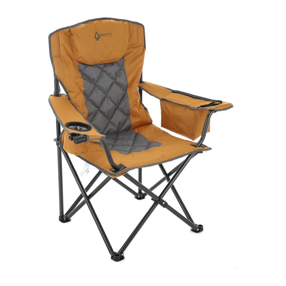 ARROWHEAD OUTDOOR Deluxe Folding Camp Chair – 550lb Capacity Heavy-Duty Quad ...