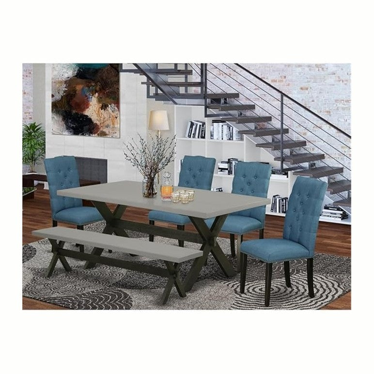East West Furniture X697EL121-6 6 Piece Dining Set Contains a Rectangle Dinin...