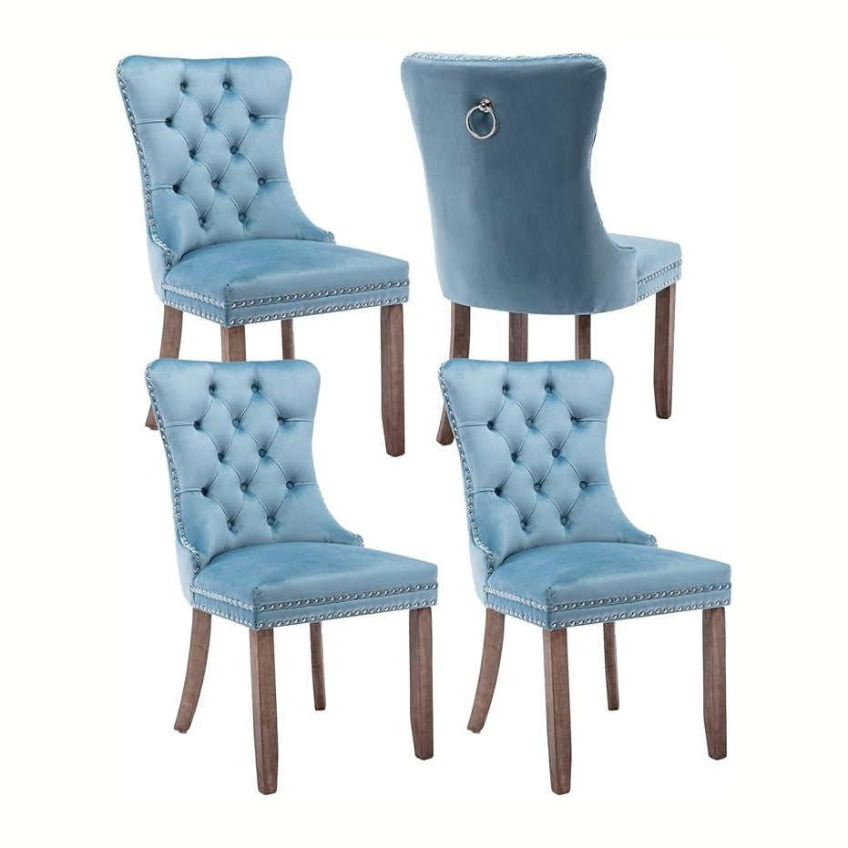 Upholstered Dining Chairs Set of 4, Velvet Dining Room Chairs with Back Ring ...