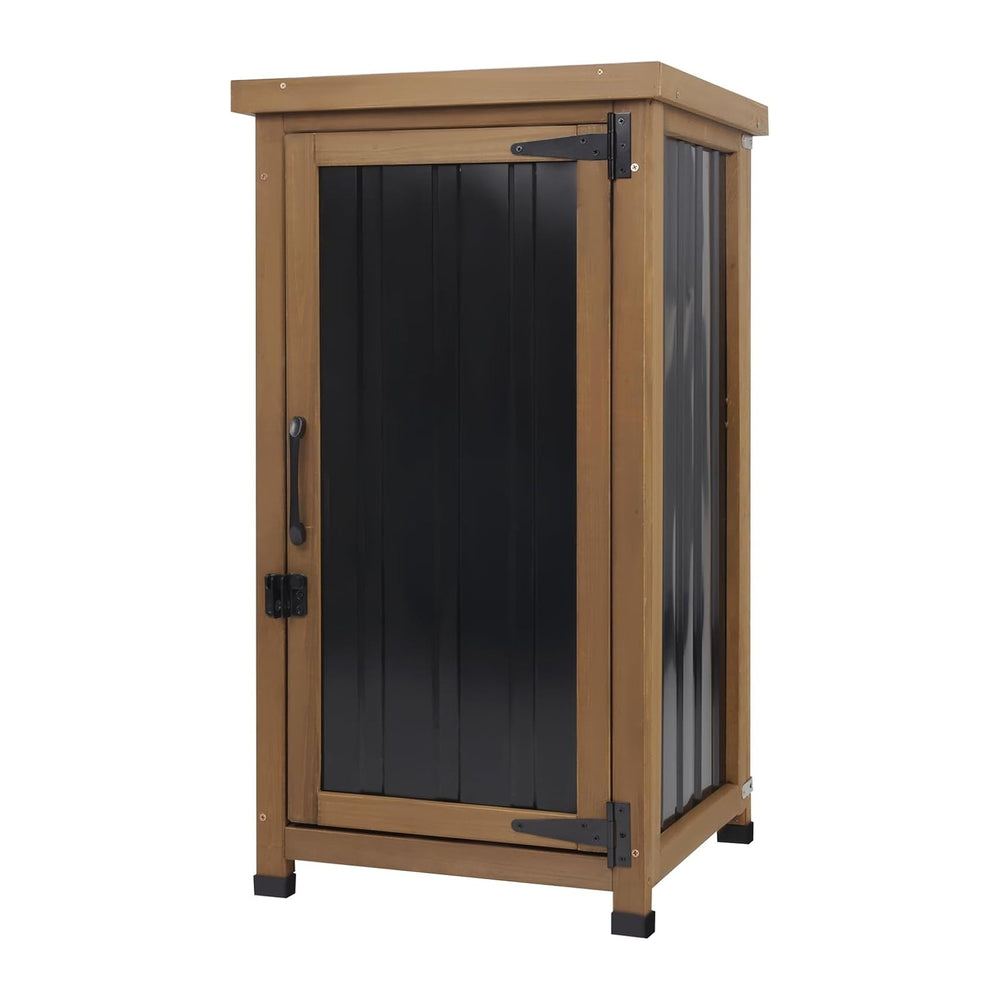 Outdoor Storage Cabinet Waterproof with Metal Top, Wooden Potting Bench Table...