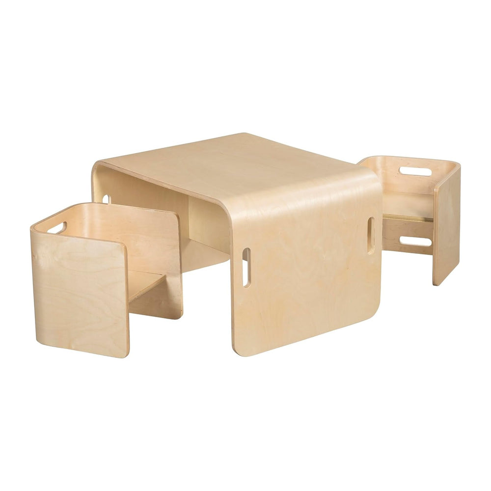 Back2School Express Bentwood Adaptable Table & Chairs Set, 3-Piece, Natur...