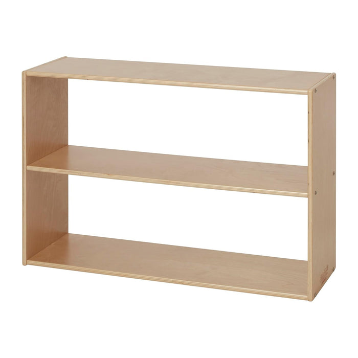 Back2School Express Sleekline 2-Shelf Double-Sided Cabinet, 24in H, Natural | Durable birch, GREENGUARD Gold Certified, 50 lb capacity, anti-tip kit, storage organizer for classroom, playroom, & home