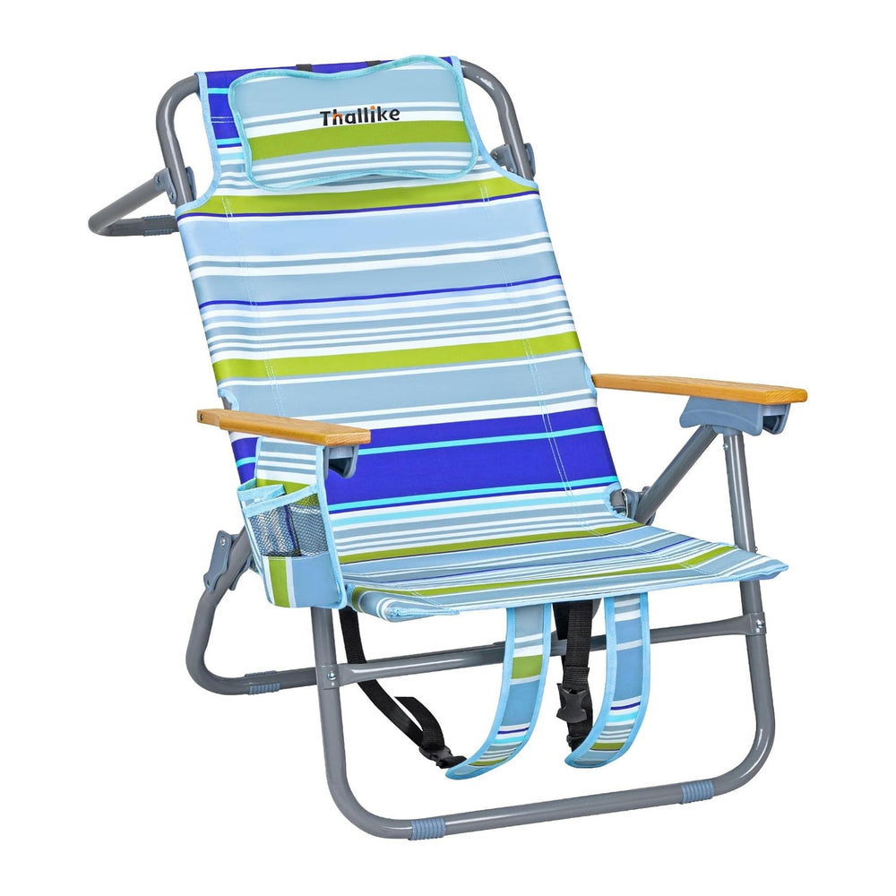 Backpack Beach Chair Wide Seat High Back Folding Camping Chair for Adults 5-P...