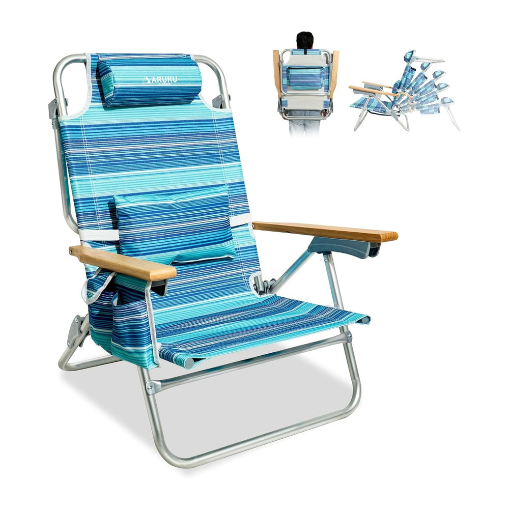 Beach Chairs for Adults, Portable Folding Backpack Beach Chair Heavy Duty 5-P...