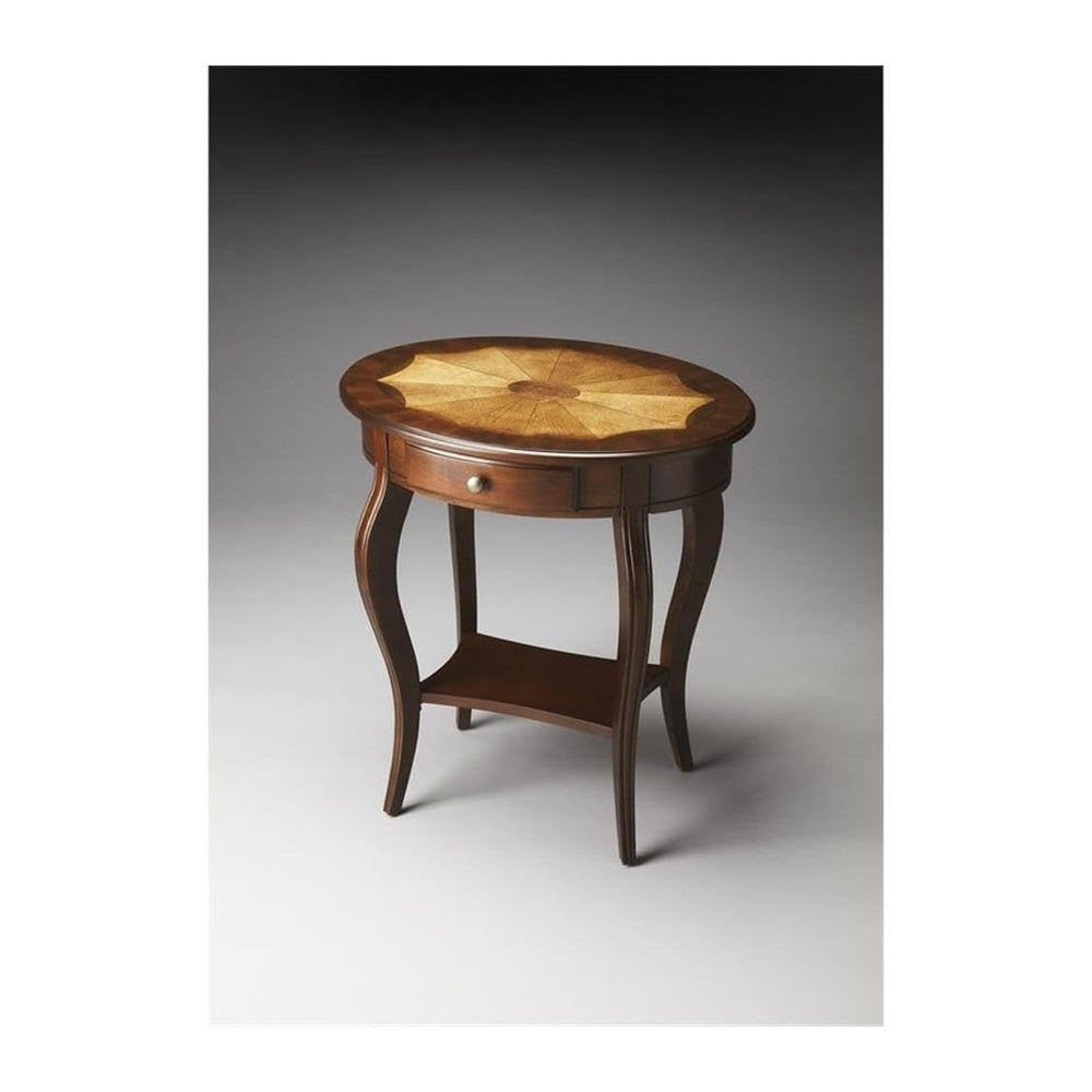 Beaumont Lane Traditional Oval Accent Table, Cherry Finish, Rubberwood and MD...