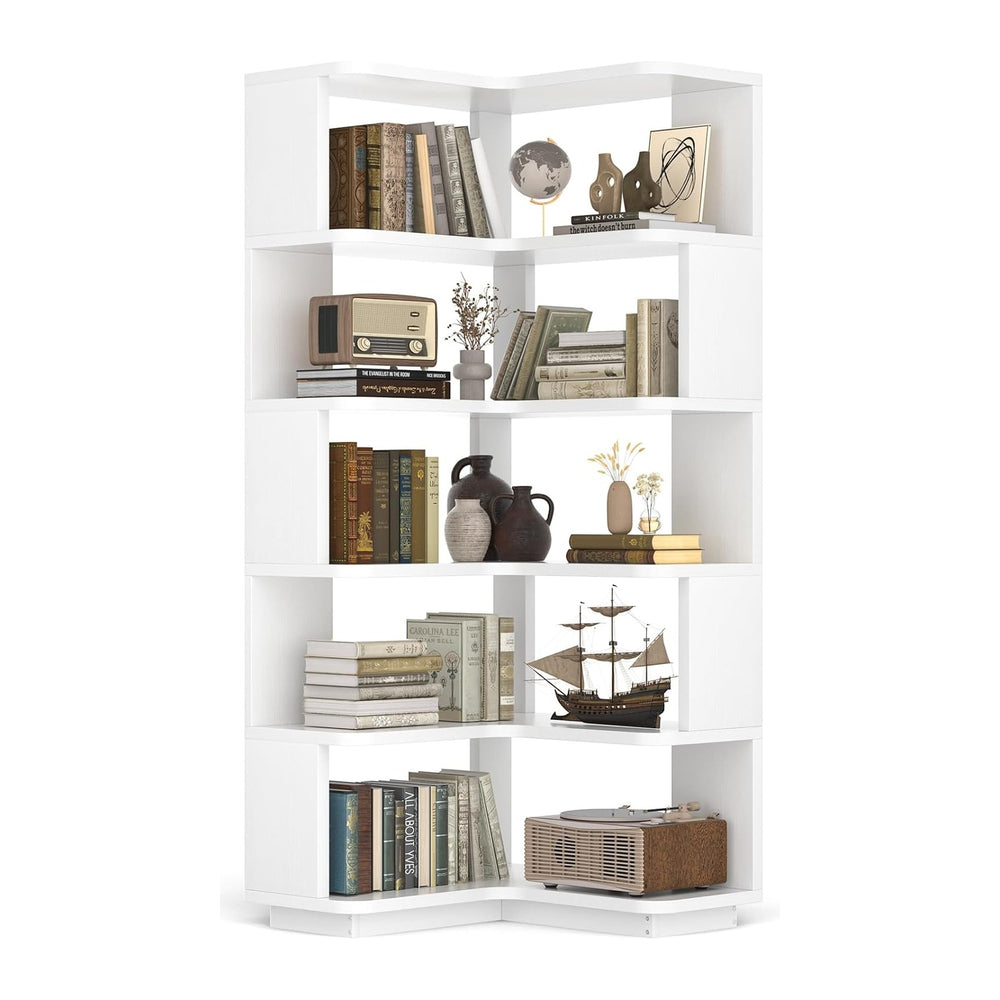 Besiost Corner Book Shelf, 6-Shelf Corner Bookshelf for Small Corner Spaces