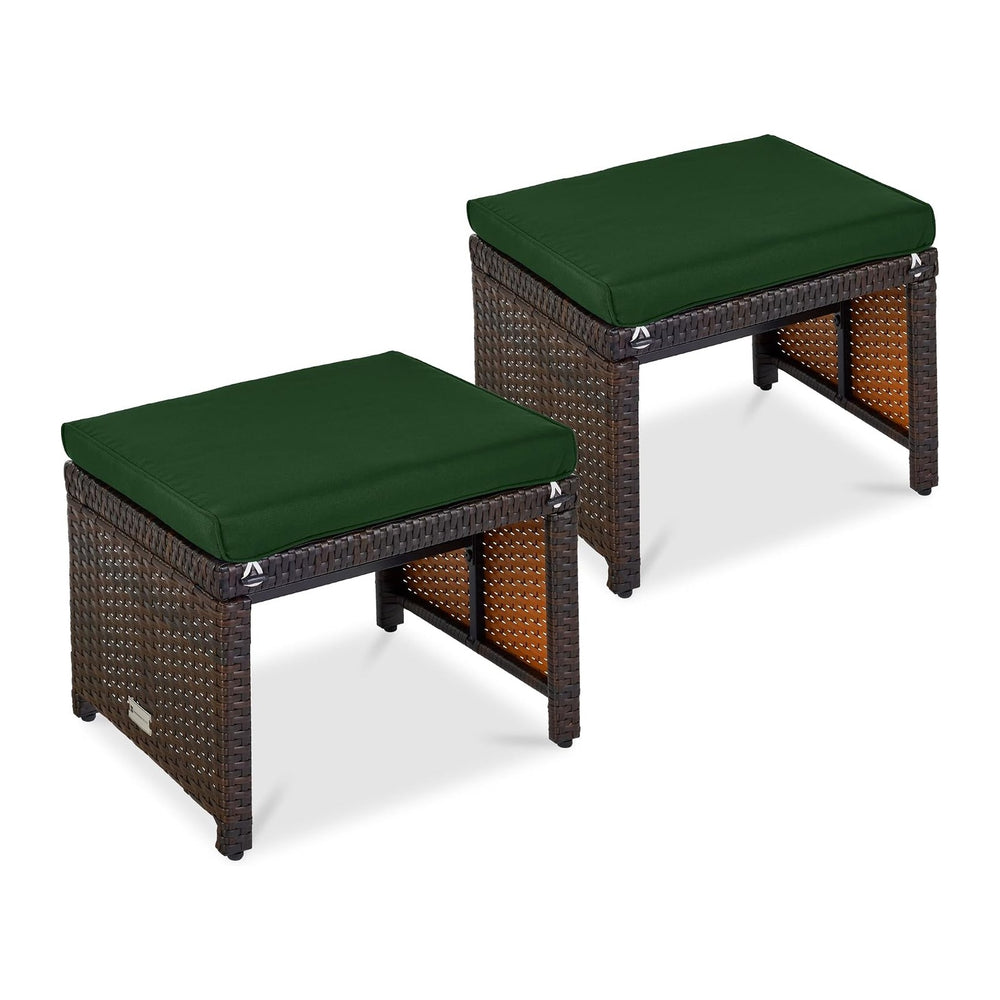 Best Choice Products Set of 2 Wicker Ottomans, Multipurpose Outdoor Furniture...