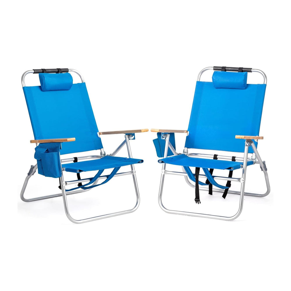 Bonnlo Lightweight Backpack Beach Chair, 2 Pack Portable Beach Chairs for Adu...