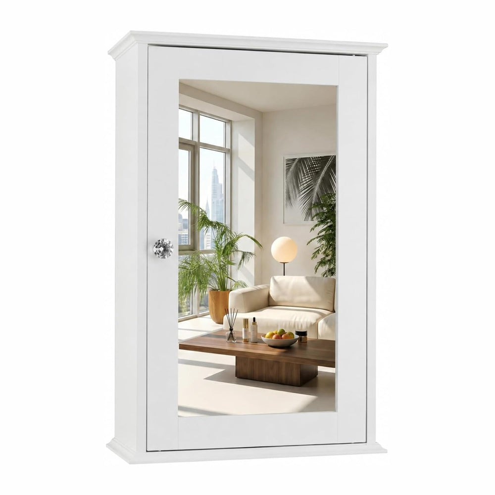 Bonnlo White Mirrored Medicine Cabinet, Wall Mounted Bathroom Storage Cabinet...