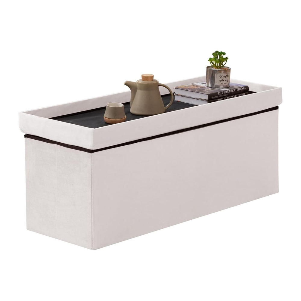 BRIAN & DANY 43 Inches Folding Storage Ottoman Bench, Velvet Ottoman with...