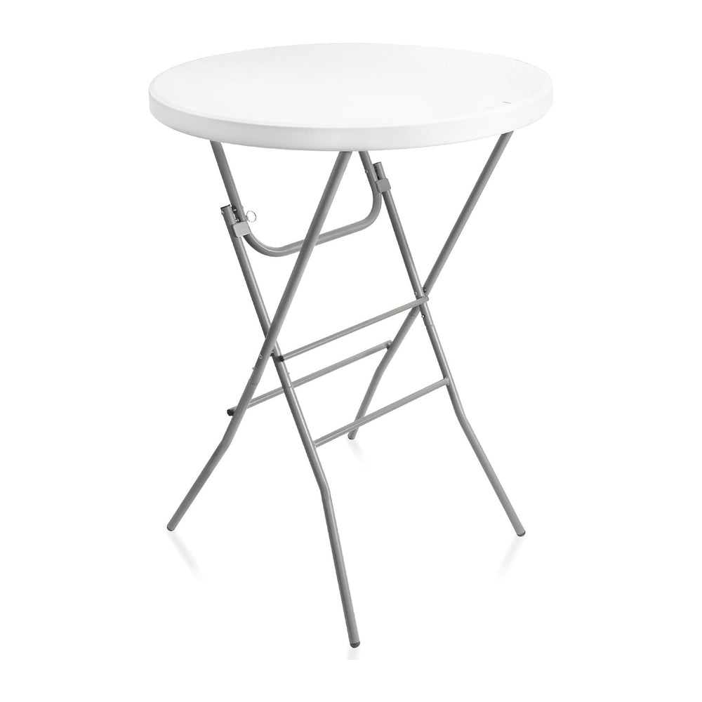 Byliable 32in Cocktail Folding Table, Round High Top Bar Table, White | Porta...