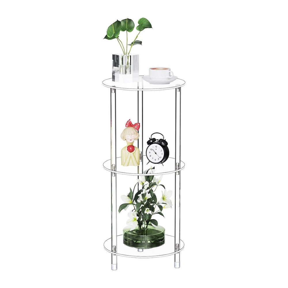 Clear Round Acrylic Side Table for Small Spaces, 11.81" L x 11.81" ...