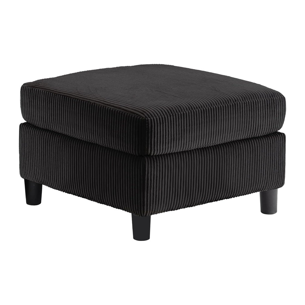 Corduroy Ottoman for Modular Sectional Sofa, Black | Storage