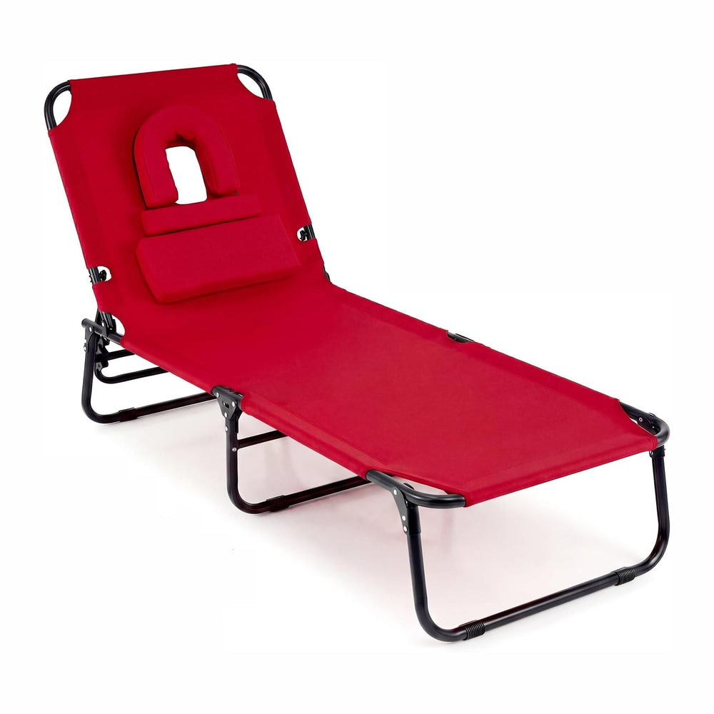 COSTWAY Tanning Chair with Face Hole, Pillows & Adjustable Backrest, Port...