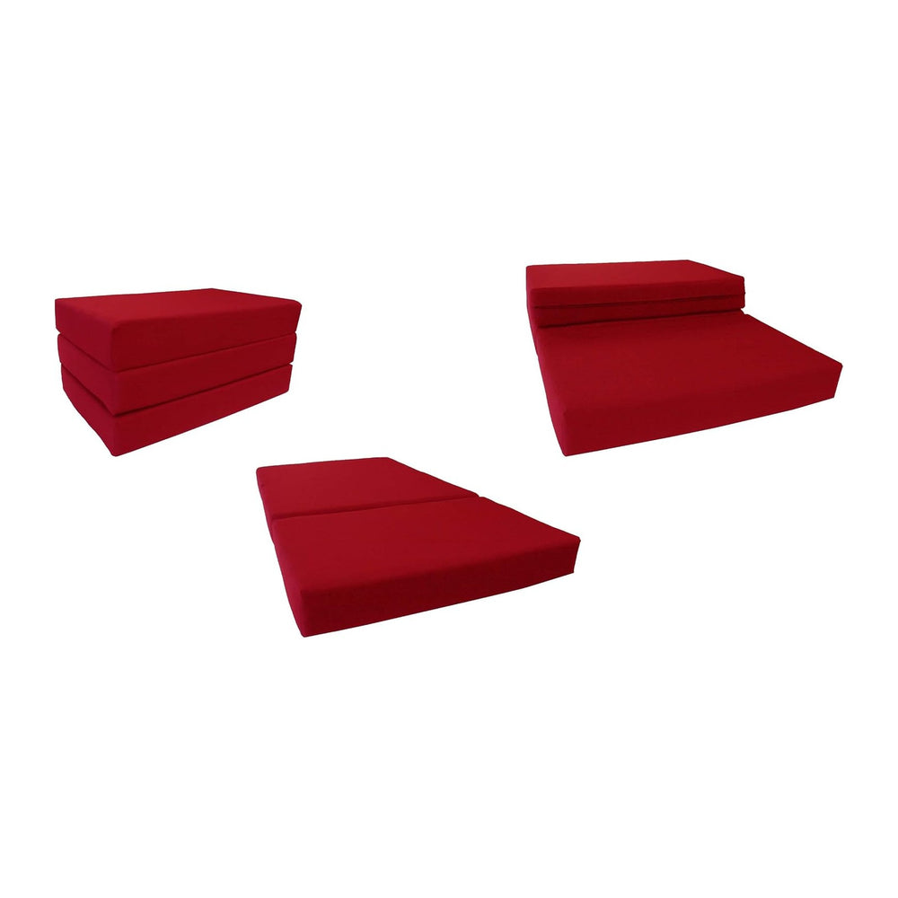 D&D Futon Furniture Red Trifold Foam Beds, Shikibuton, Tatami Cushion Top...