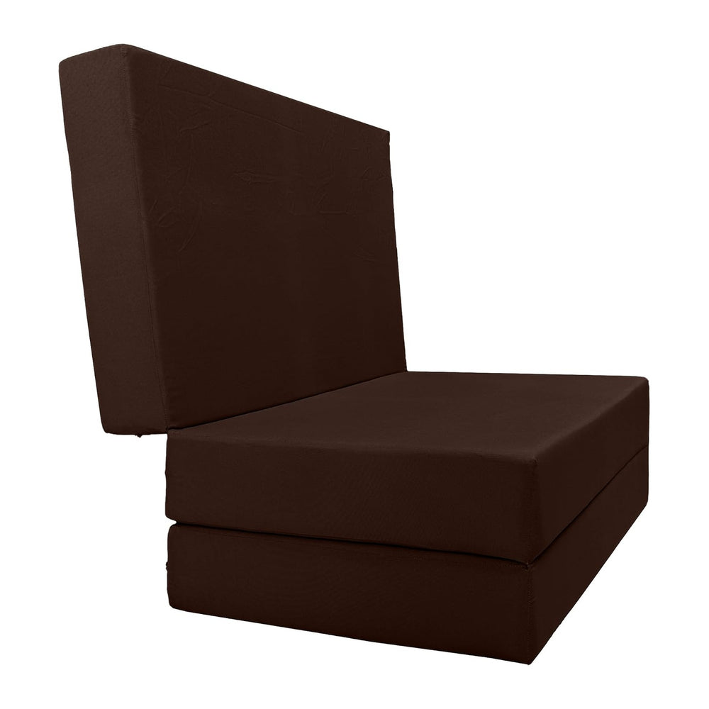 D&D Futon Furniture Trifold Foam Bed, Folding Ottoman Mattress (Brown, Tw...