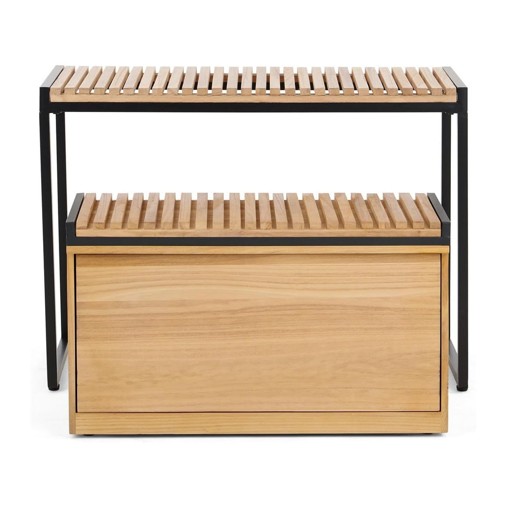 Displays2go Retail Display Nesting Tables | Rectangular, Slatted Pine Wood, N...