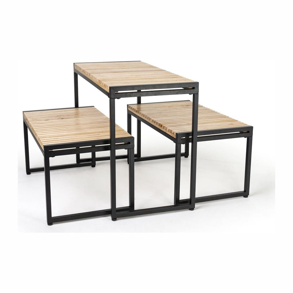 Displays2go Rustic Nesting Display Tables, Set of 3 | Natural Finish Slatted ...