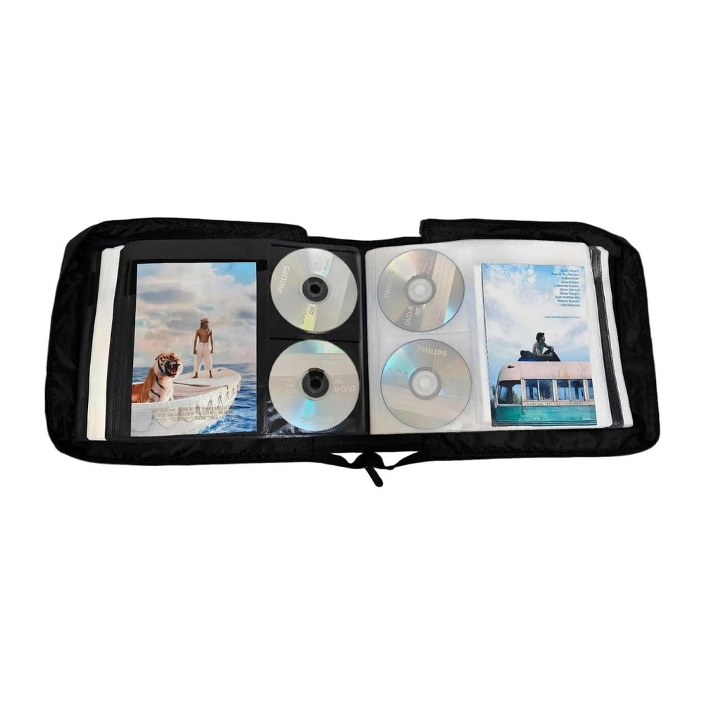 DVD CD Storage Case with Extra Wide Title Cover Pages for Blu Ray Movie Music...
