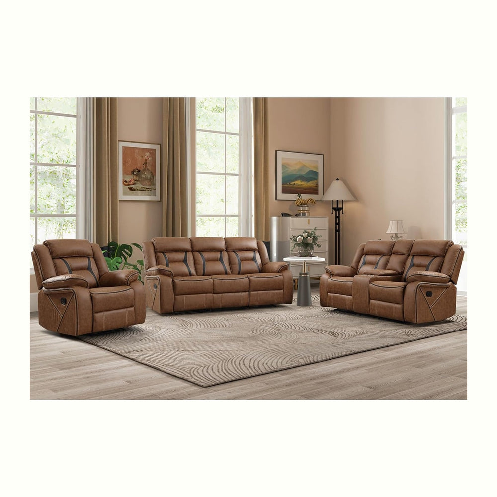 EBELLO Faux Leather Recliner Sofa Furniture Set for Living Room, Recliner Cha...