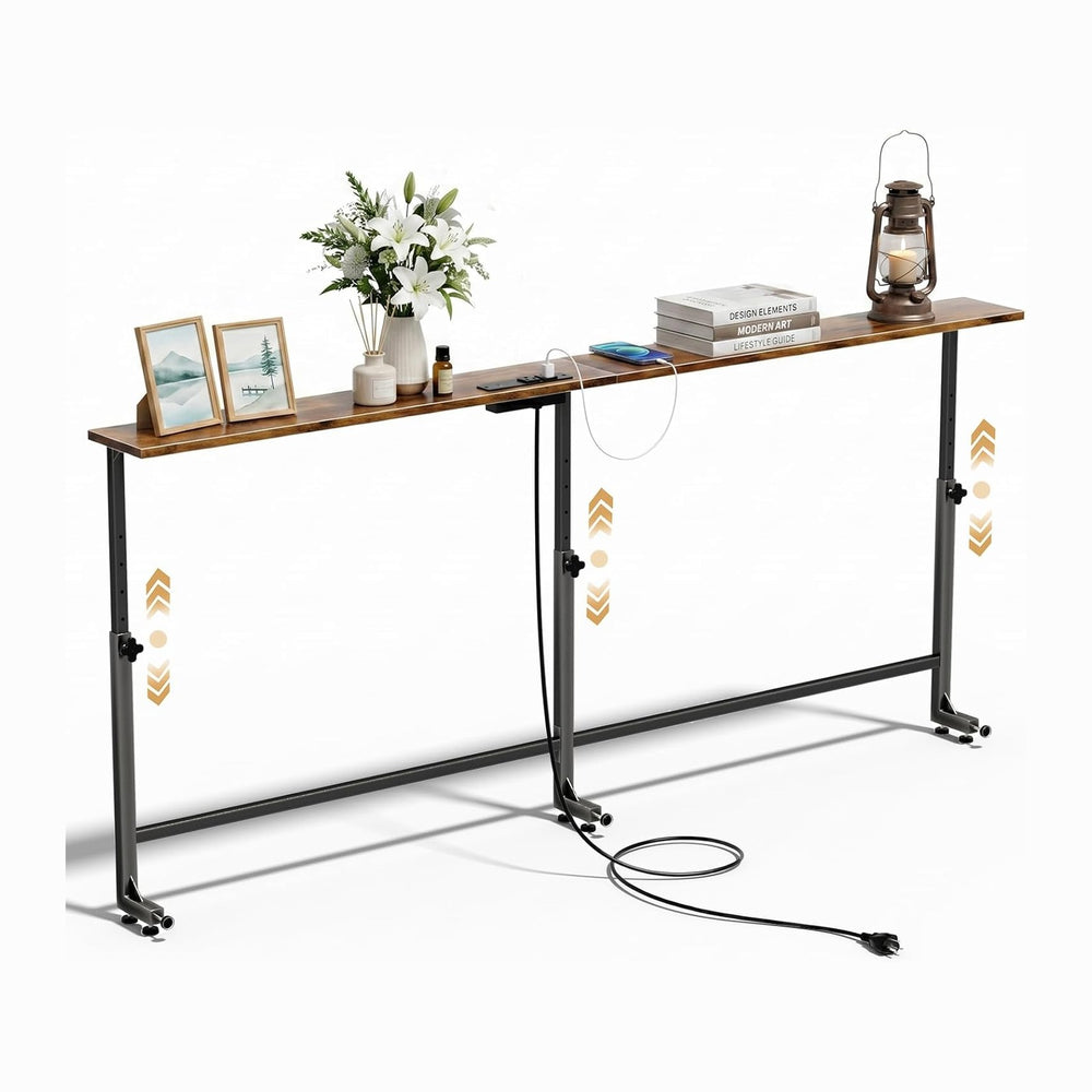 Faesun 67 Inch Behind Couch Table, 23.6"-34.6" Adjustable Height Ra...