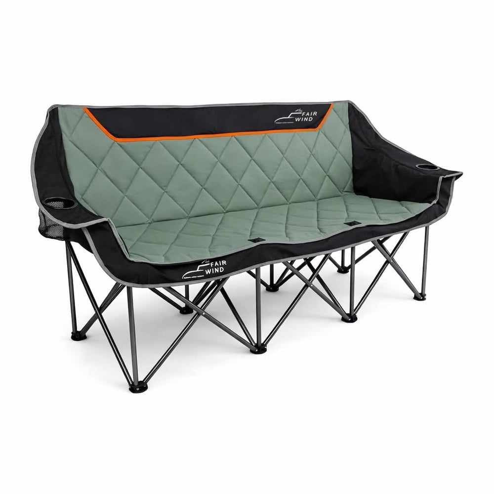 FAIR WIND Oversized 3 Person Camping Chair Padded Triple Loveseat Folding Cam...