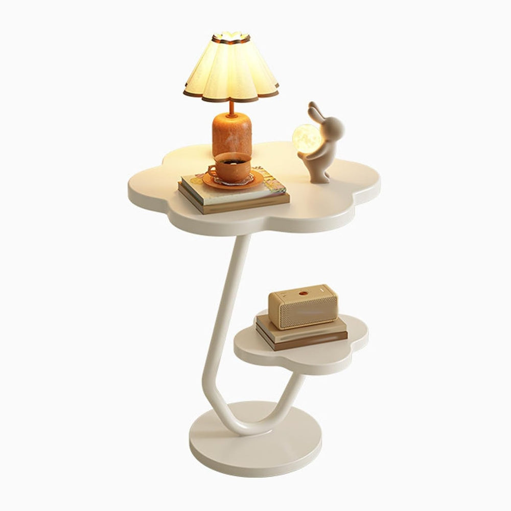 Flower-Shaped Side Table, 2 Layers End Table for Sofa, Nightstand, mesa Auxil...