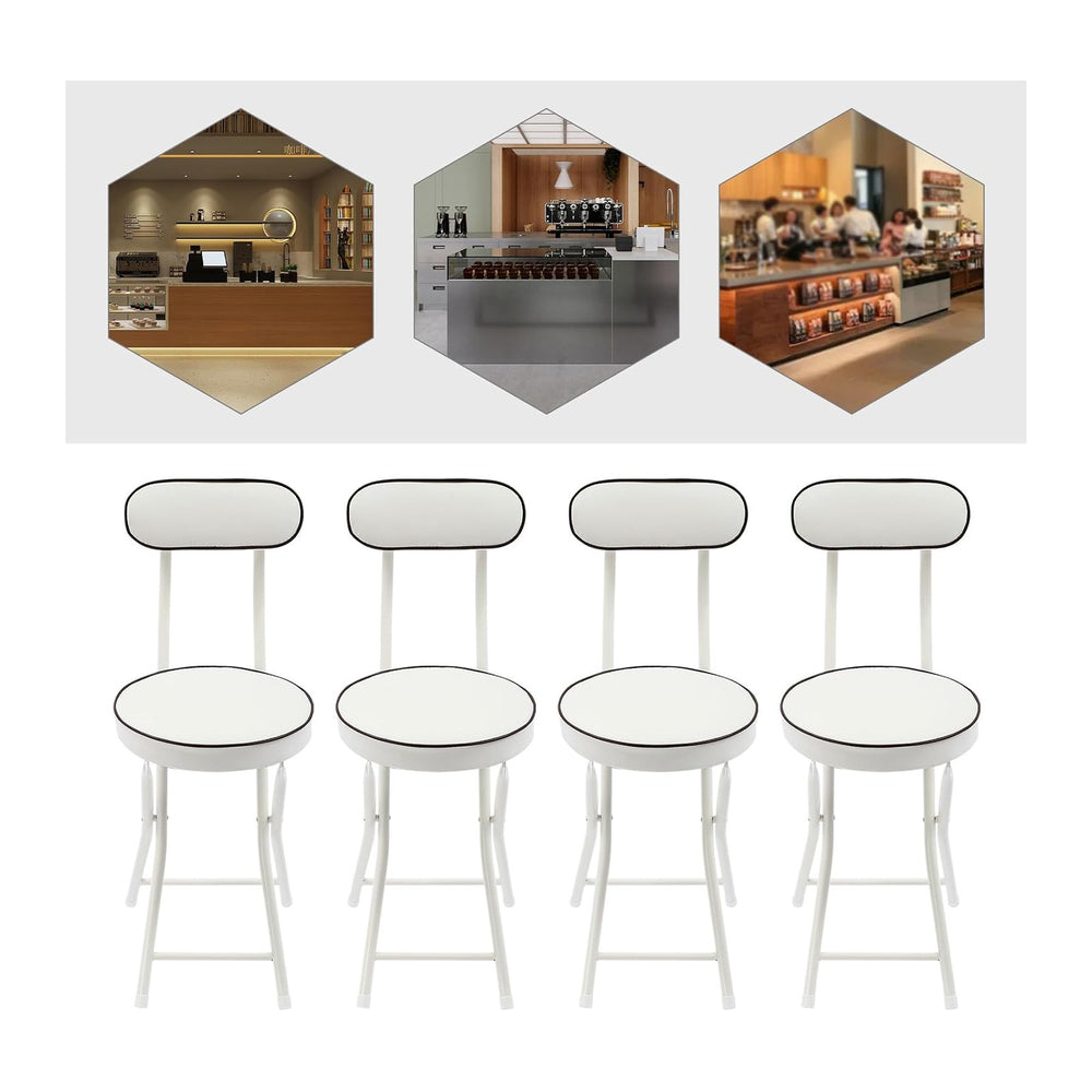 Foldable Chair 4pcs Steel High Portable Folding Indoor Counter Bar Stool Cush...