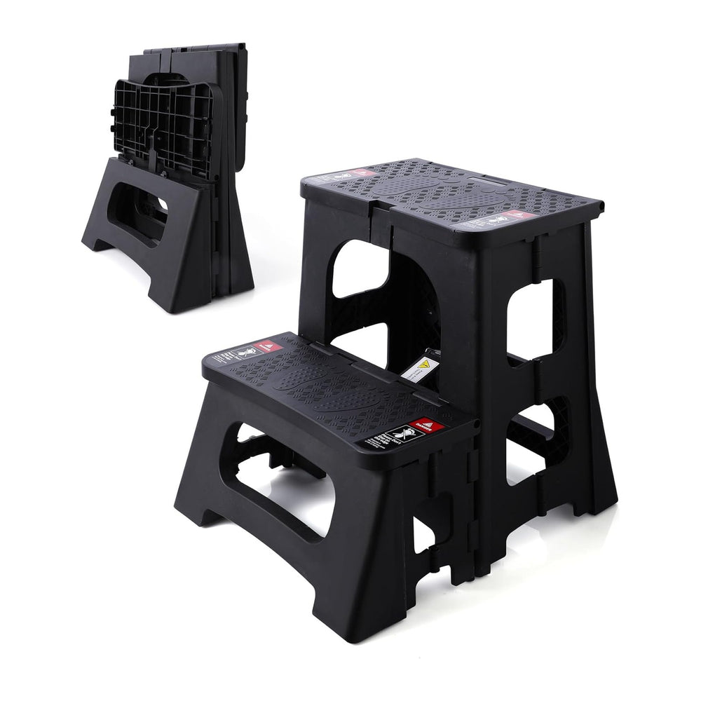 Folding Step Stool, 2-Step 8" 17", Non-Slip, 300lb Capacity | No As...