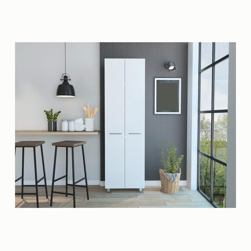 Freestanding Pantry Cabinet, Storage Sideboard Locker with Five Interior Shel...