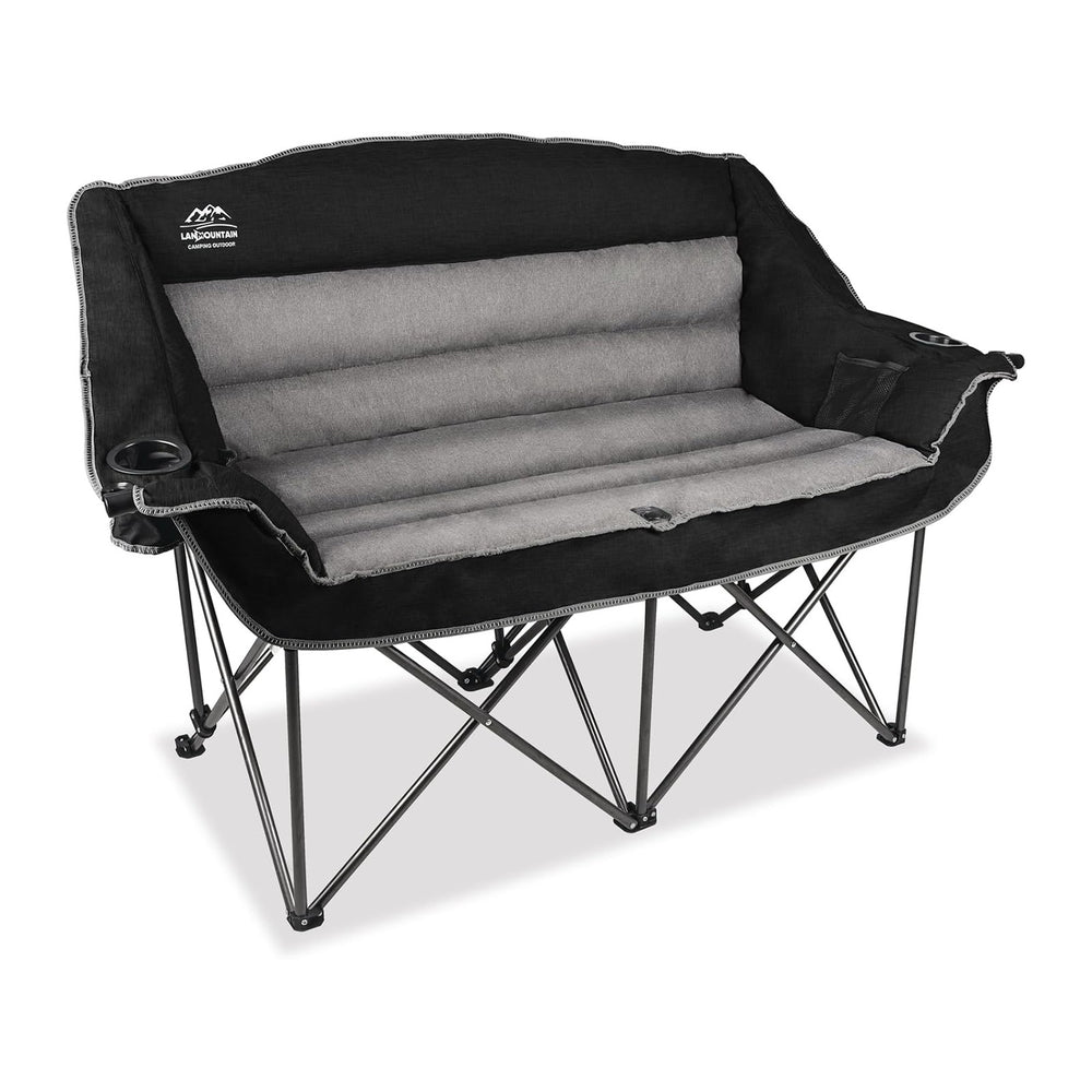 Fully Padded Folding Double Camping Chairs,Comfy Oversized Loveseat Lawn Chai...