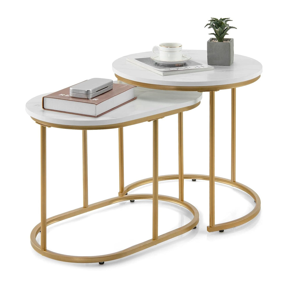 Giantex Modern Nesting Coffee Table Set of 2, Coffee Table & End Table Se...
