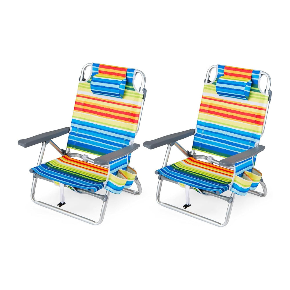 Goplus Beach Chair, Folding Backpack Beach Chairs for Adults w/Adjustable Pos...