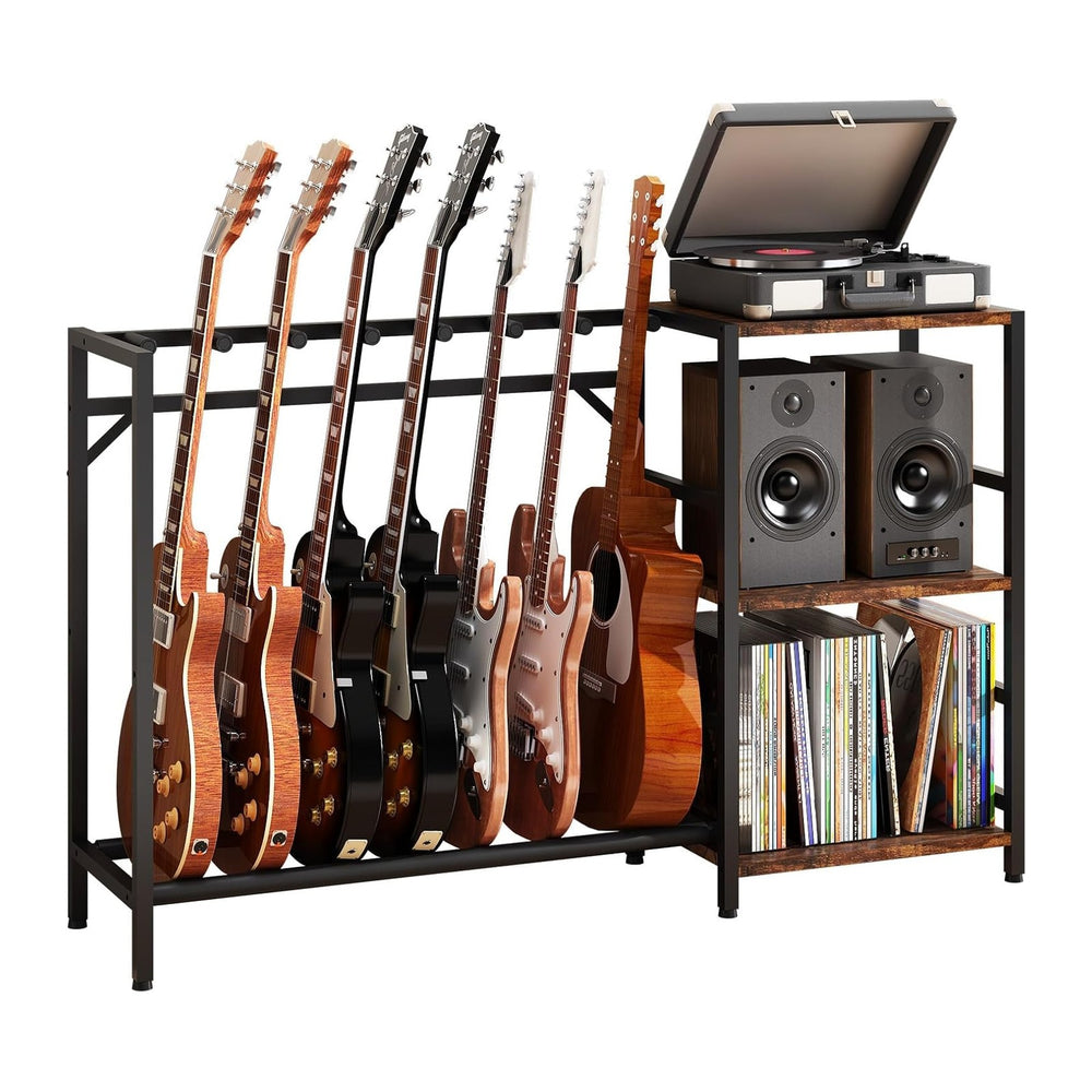 Guitar Stand with Record Player Stand, Guitar Rack with Record Player Table, ...
