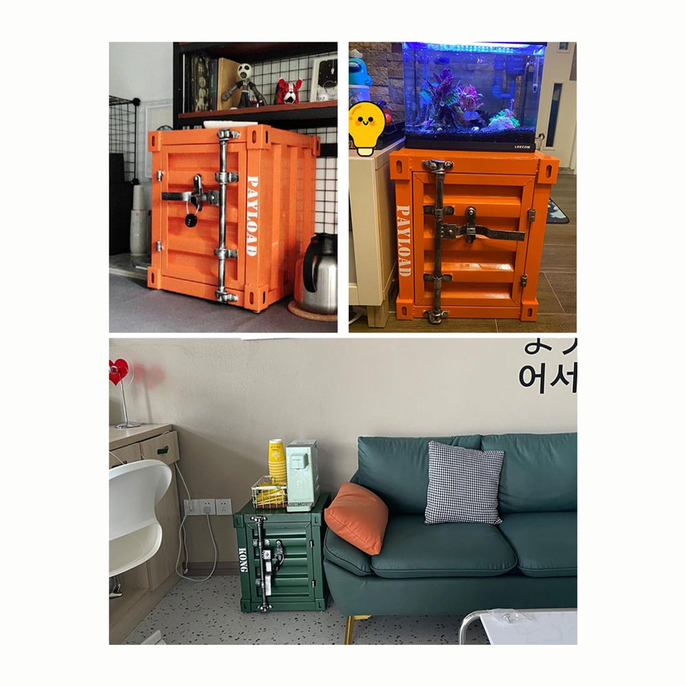 Industrial Side Table with Storage, Metal Iron End Table Nightstand, Small St...