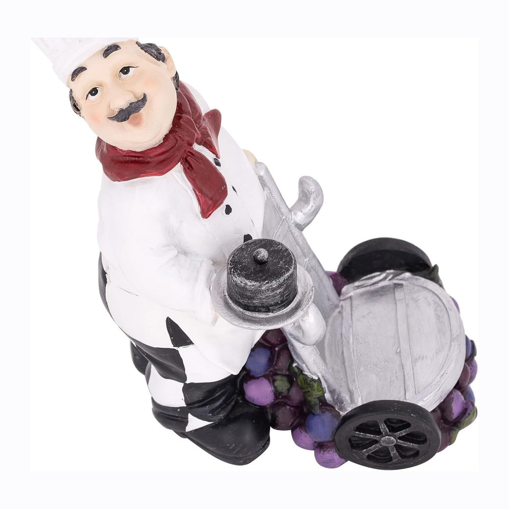 Italian Chef Wine Bottle Holder - Single Bottle Display Stand with Grapes - D...