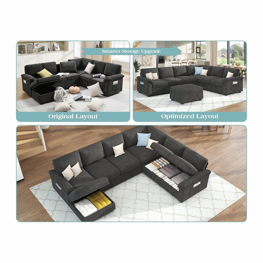 Jocisland 105" Sofa Bed, Sectional Sleeper Sofa with Pull Out Bed/Reclin...