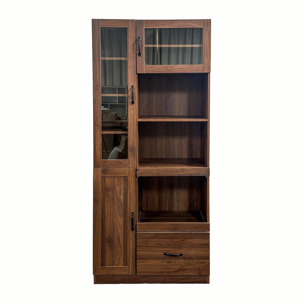 JOYSOURCE Tall Kitchen Hutch Cabinet with Pull-Out Shelves, Storage Drawer, G...